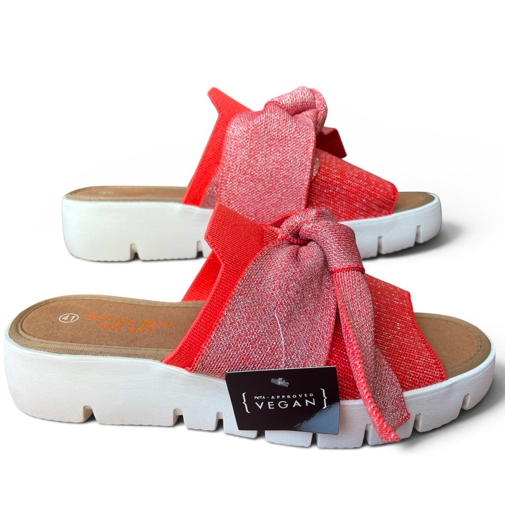 bernie mev. Coral Pink Knotted Slide Sandals